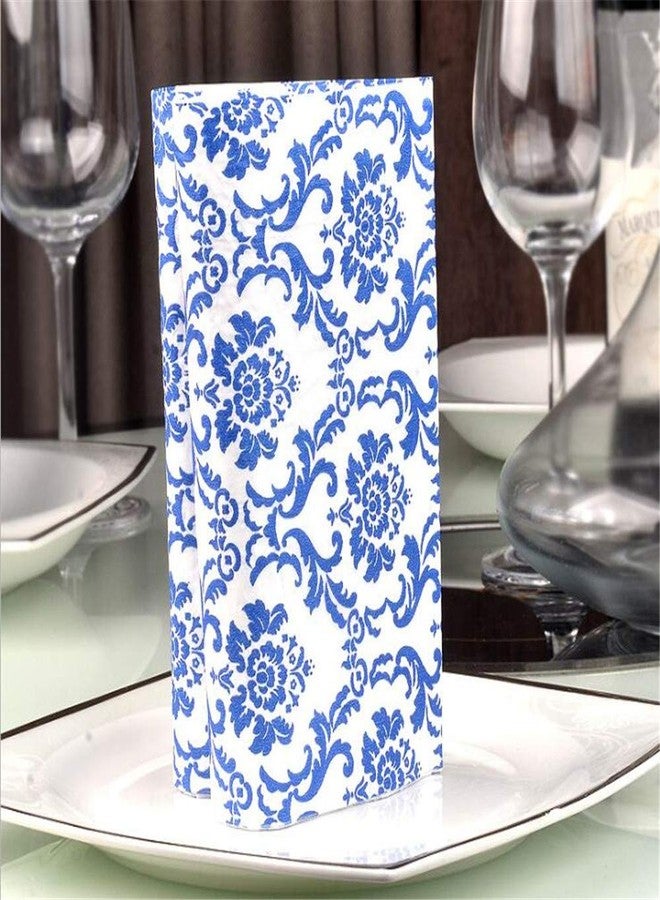 YIH Blue Floral Cocktail Napkins For Wedding Party Birthday With 2 Layers, Paper Luncheon Napkin, 13x13 Inch (20) - Image 4